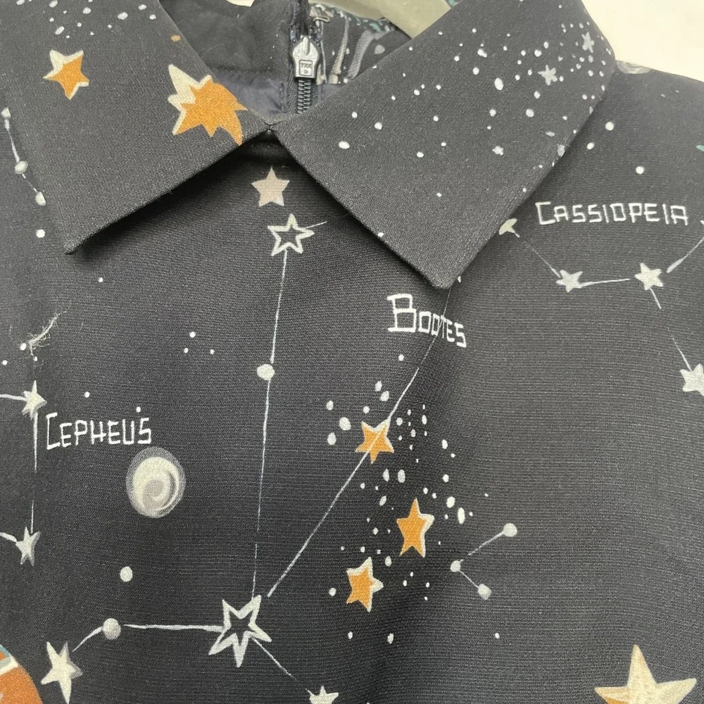 Valentino Wool Silk Galaxy Cosmic Print Dress Size 6 - Picture 2 of 9